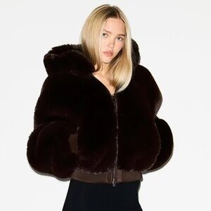 SKIMS Rich Brown Fur Jacket